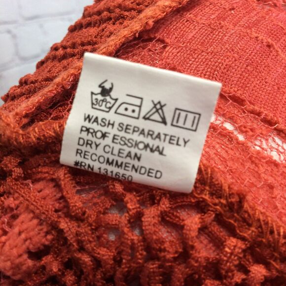 36 Point 5 Crochet Top Women's M Burnt Orange See Through Pullover Beachy Boho - Picture 6 of 11